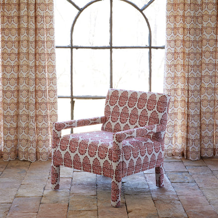 Square Chair in Lanka Berry and Aleppo Berry by John Robshaw