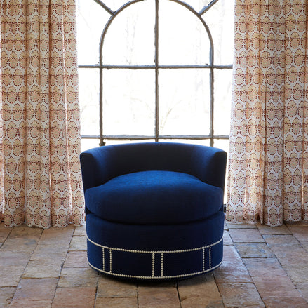 Round Swivel Chair in Bijal Indigo by John Robshaw