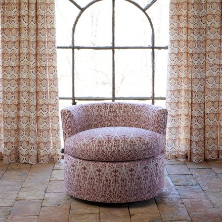 Round Swivel Chair in Marmar Berry and Aleppo Berry by John Robshaw