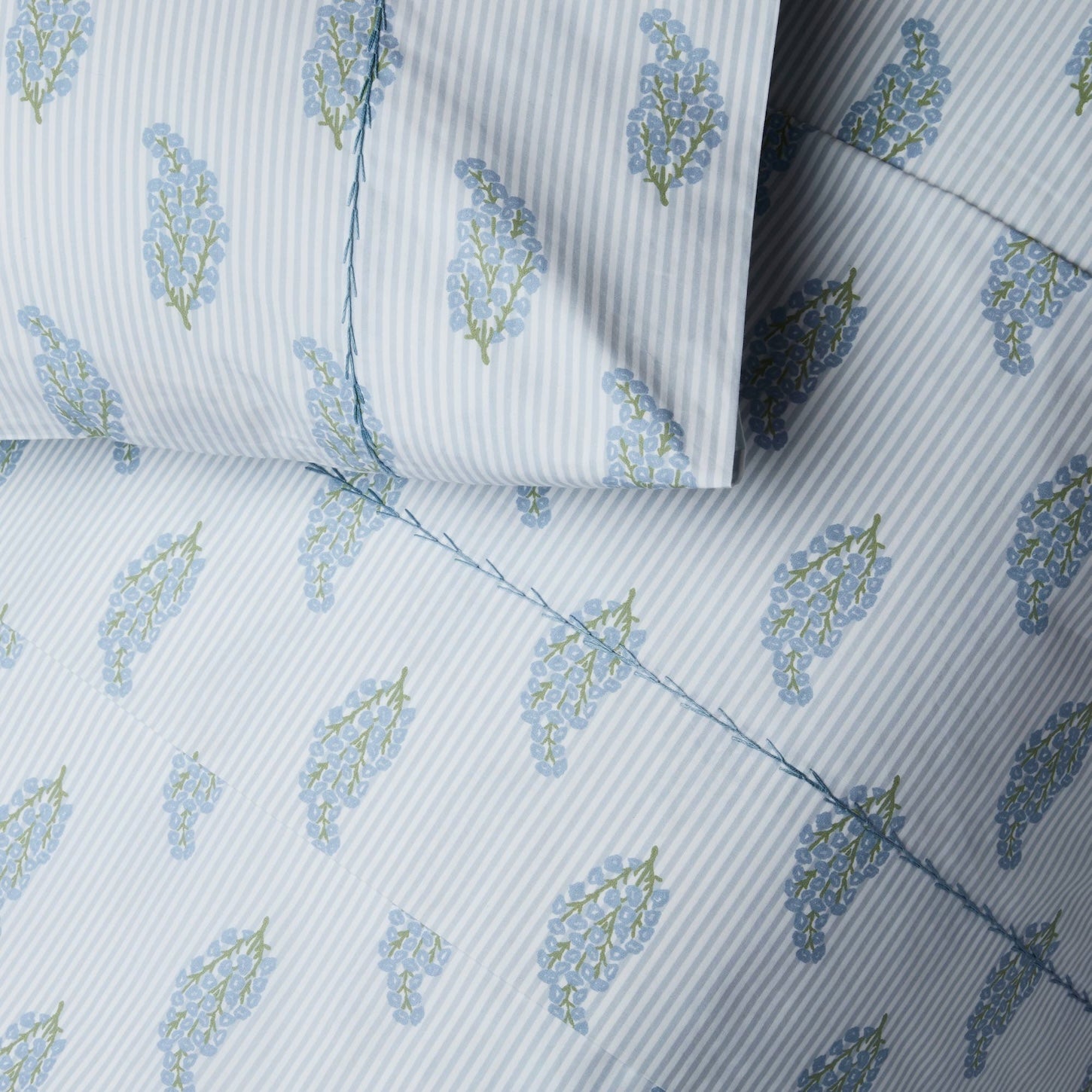 Nirvi Light Indigo Organic Sheets by John Robshaw