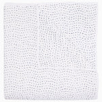 The Organic Hand Stitched Light Indigo Quilt by John Robshaw, featuring small, evenly spaced dark stitches in a wavy pattern, is folded flat against a white background.