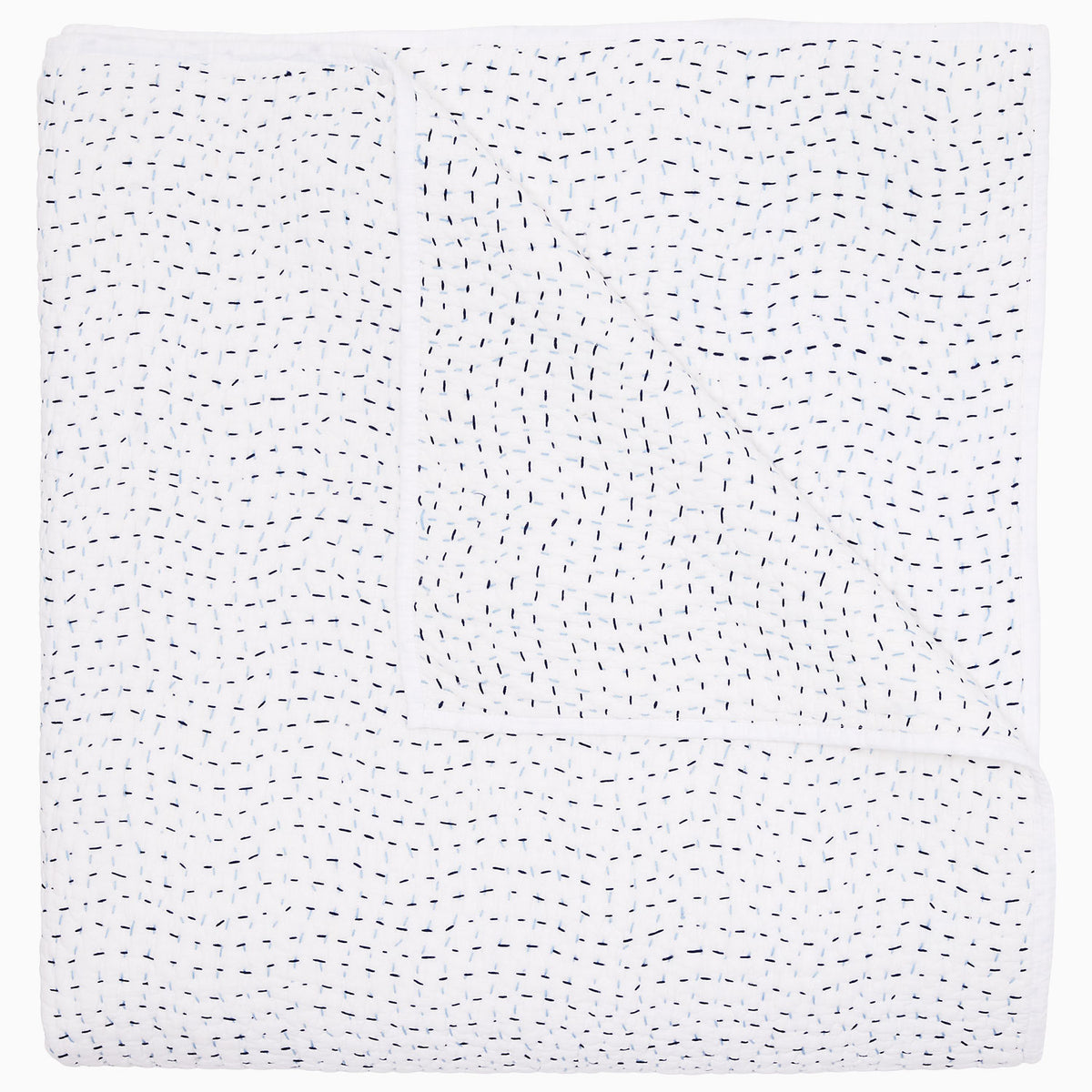 Organic Hand Stitched Light Indigo Quilt - Twin / Twin XL