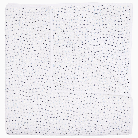 Organic Hand Stitched Light Indigo Quilt