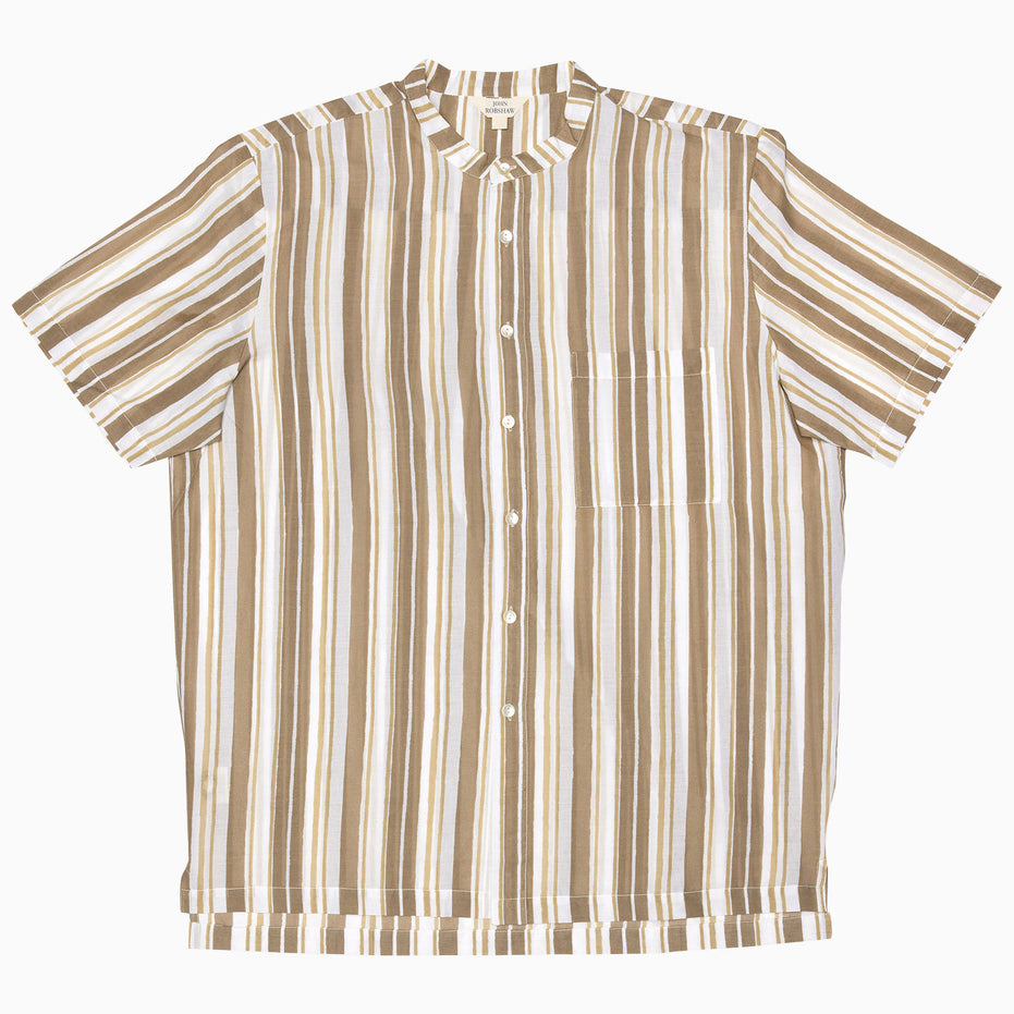 Sand Stripe Nehru Short Sleeve Shirt