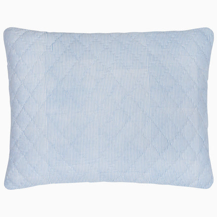 A Nandi Light Indigo Quilted Pillow, made with cotton voile, by John Robshaw.