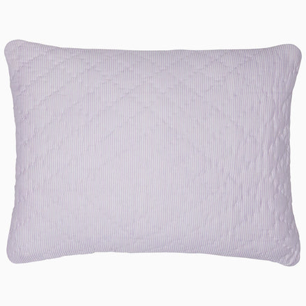 A John Robshaw Nandi Lavender Quilt featuring block printing on a white cotton background.