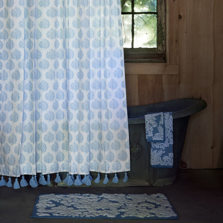 Mali Light Indigo Organic Shower Curtain by John Robshaw