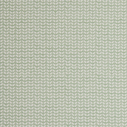 A green and white Aleppo Sage Performance Fabric with a zigzag pattern. It is made of Sunbrella material, suitable for outdoor use.
