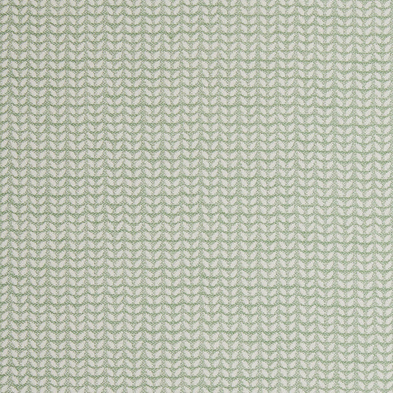 A green and white Aleppo Sage Performance Fabric with a zigzag pattern. It is made of Sunbrella material, suitable for outdoor use.
