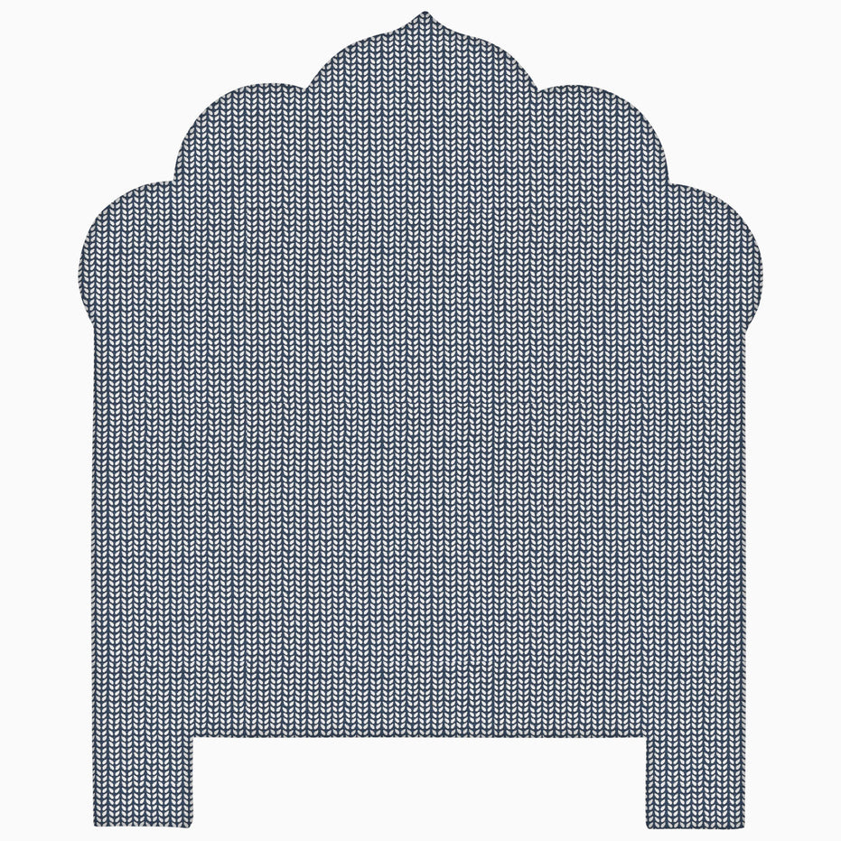 A Custom Bihar Headboard by John Robshaw, handmade and featuring an arched design, available for shipping with white glove delivery.