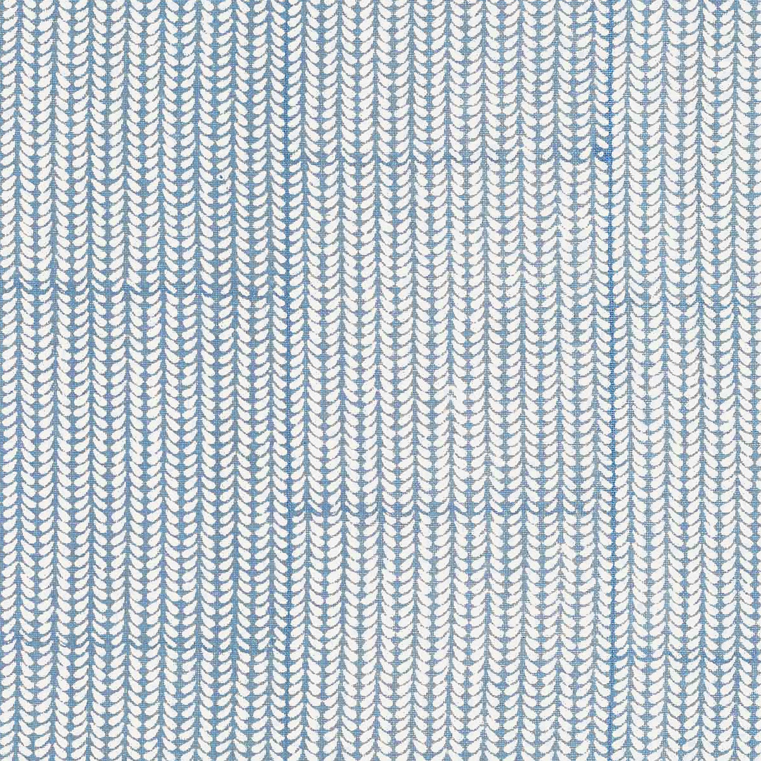 A close up of a beautifully hand block printed John Robshaw Aleppo Light Indigo Fabric showcasing exquisite craftsmanship.