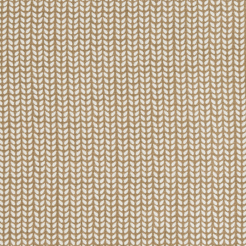 A beige Aleppo Sand Performance Fabric with white and brown stripes, perfect for creating stylish garments or home decor items by John Robshaw.