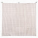 Square Promenade Tapestry featuring a small, repetitive brown leaf pattern on a white background, suspended by three black loops at the top edge.