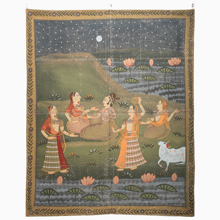 Gopis And Pink Lotus Tapestry by John Robshaw
