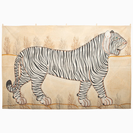 Right White Tiger Tapestry by John Robshaw