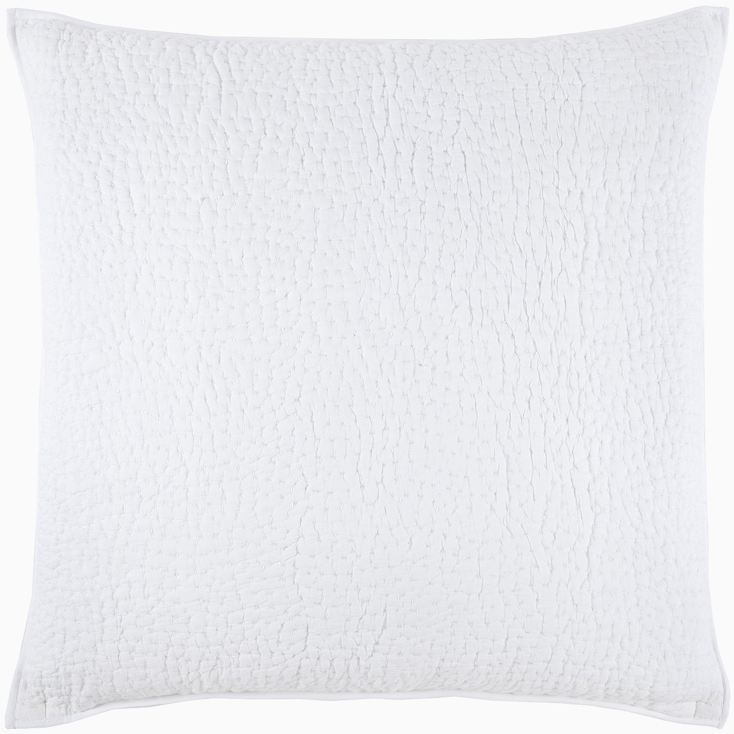 A John Robshaw white pillow featuring the Organic Hand Stitched White Quilt.