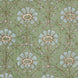 John Robshaw Jeeva Sage Quilt in hand-quilted sage green cotton voile featuring a repeating floral pattern of blue petals and brown stems.