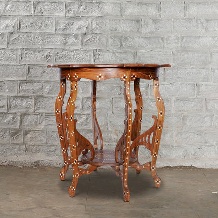 Round Wooden Inlay Table 10 by John Robshaw