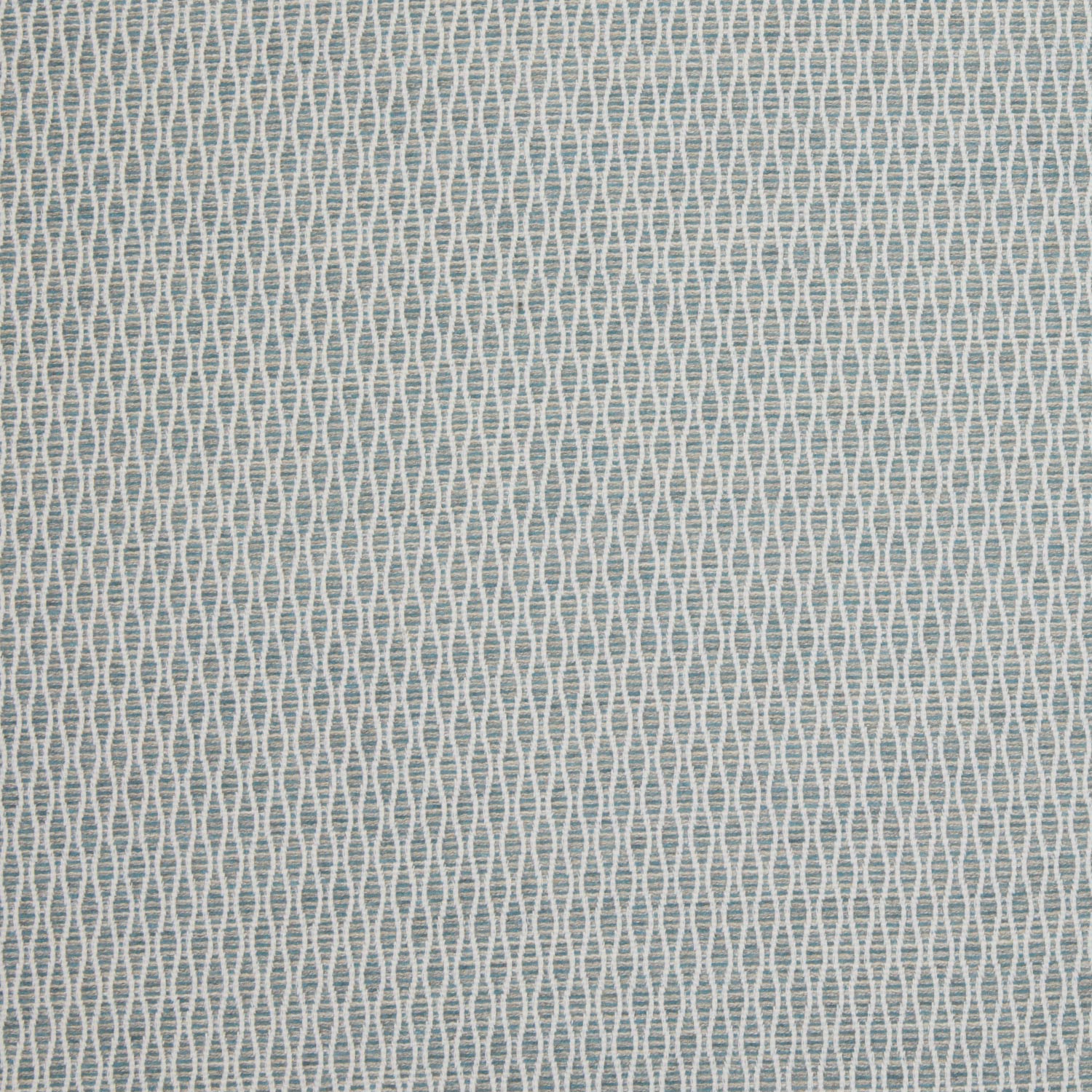 A blue and white woven rug with a geometric pattern made from Natesh Mist Performance Fabric by John Robshaw.