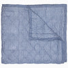 A Nandi Indigo Quilt by John Robshaw, hand quilted and featuring blue stripes, folded on top of itself.