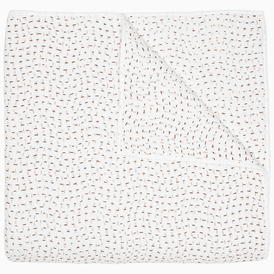 Organic Hand Stitched Coffee Quilt by John Robshaw