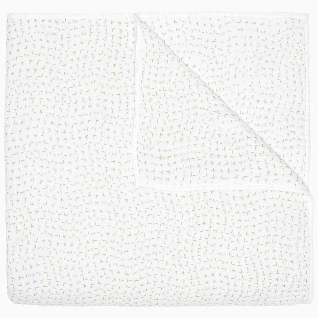 Organic Hand Stitched Sage Quilt by John Robshaw