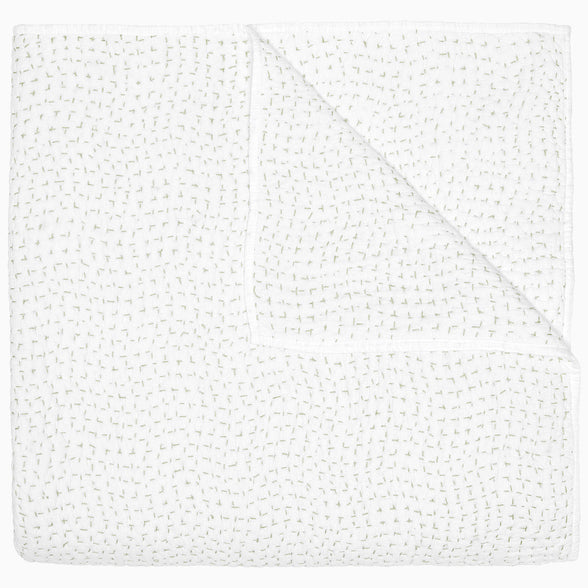Organic Hand Stitched Sage Quilt by John Robshaw