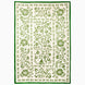 John Robshaw Drawn In Thread Suzani Blanket, a rectangular throw with an off-white background, intricate botanical embroidery, vines, and a solid green border.