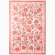 John Robshaw Harvest Poppy Suzani blanket in a rectangular, vintage style with a red-and-white botanical pattern of scrolling pomegranate vines and flowers enclosed by a solid red border.