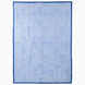 John Robshaw Indigo Sky Suzani Blanket in a rectangular hand block printed design with a blue and white geometric grid pattern and a solid blue border.