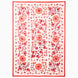 A rectangular John Robshaw Red Clay Suzani blanket made of white textile featuring red floral and pomegranate embroidery in a vintage pattern.