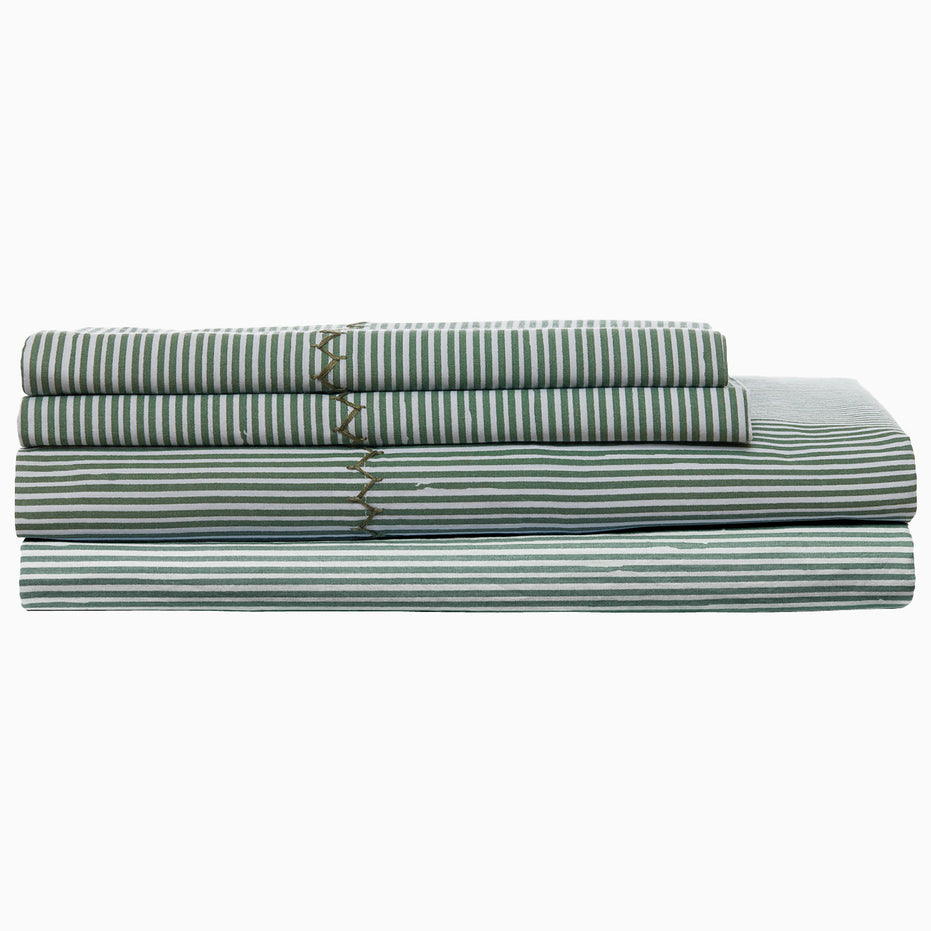 Nandi Dark Sage Organic Sheet Set by John Robshaw