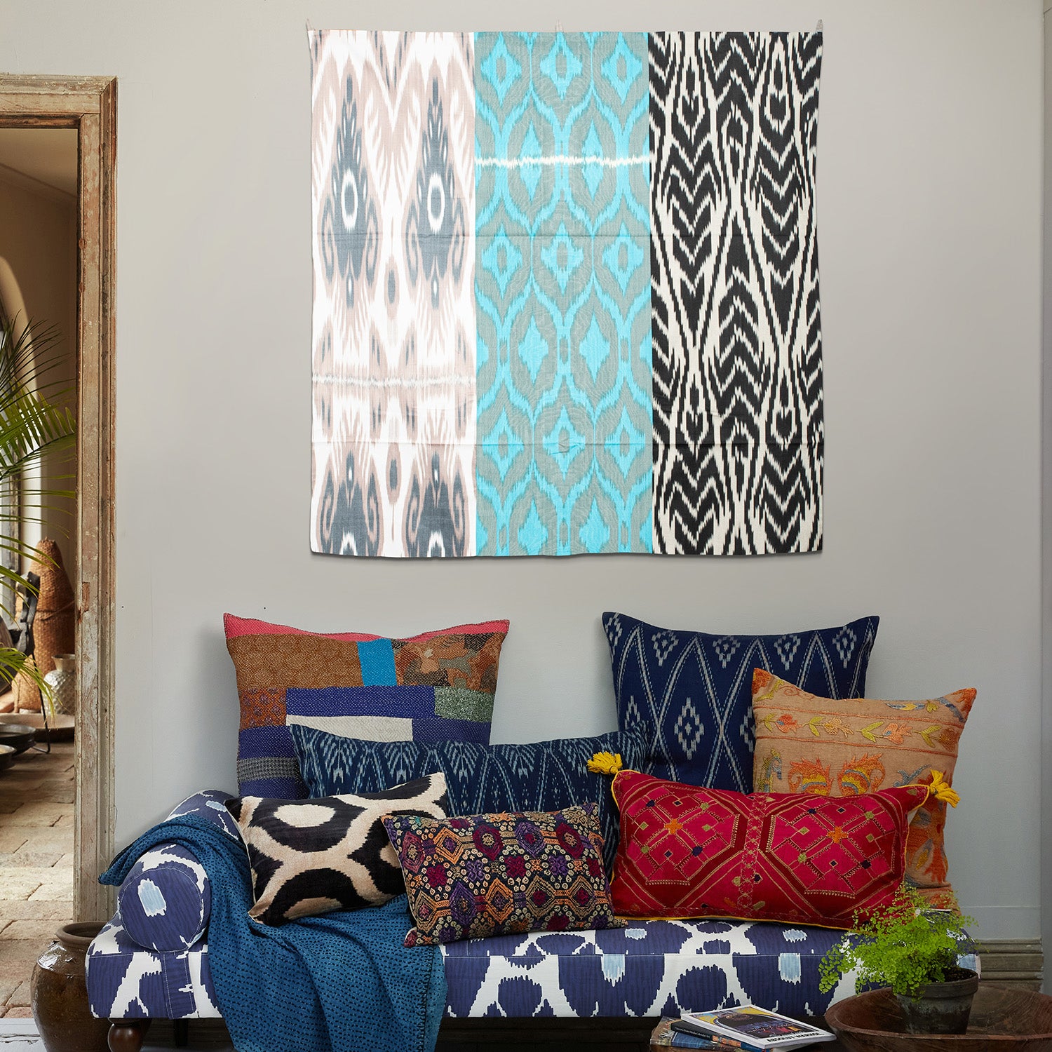 Tashkent Winter Day Medium Ikat Tapestry