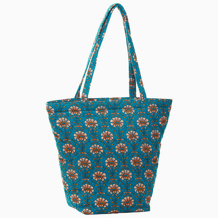 Jeeva Teal Quilted Tote Bag by John Robshaw