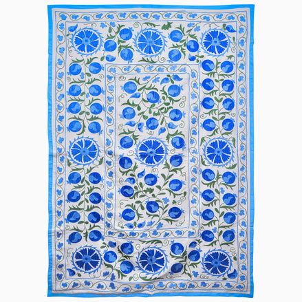 Green Vines With Blue Suzani Blanket by John Robshaw