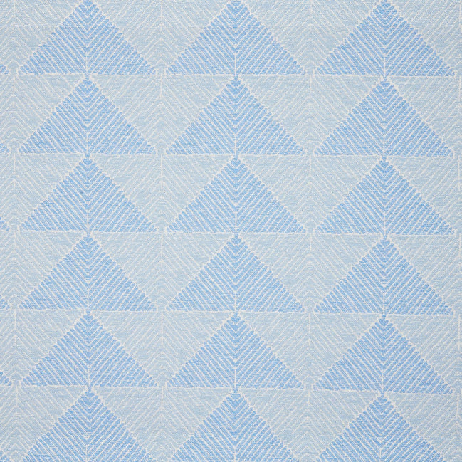 A Farzu Light Azure Performance Fabric with triangles, perfect for indoor and outdoor use, by John Robshaw.