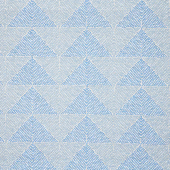 A Farzu Light Azure Performance Fabric with triangles, perfect for indoor and outdoor use, by John Robshaw.