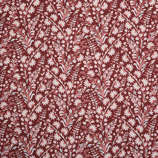 A John Robshaw Valli Teak Fabric, digitally printed red and white floral fabric.