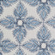 A Diba Azure Performance Fabric, inspired by fabric making traditions, featuring a blue and white floral pattern. Created by John Robshaw.