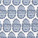 A blue and white paisley pattern on a white background featuring block prints, the Lanka Azure Performance Fabric by John Robshaw.