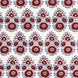 A hand block printed Lanka Coral Fabric with a red and blue paisley pattern on a white background, showcasing traditional craftsmanship, from the brand John Robshaw.