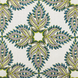 A John Robshaw Verdin Euro hand block printed blue and green leaf pattern on a white background.