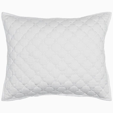 A John Robshaw Layla White Quilt on a cotton voile background.
