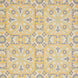 A John Robshaw Oman Marigold Fabric rug with an ornate design in yellow and blue.